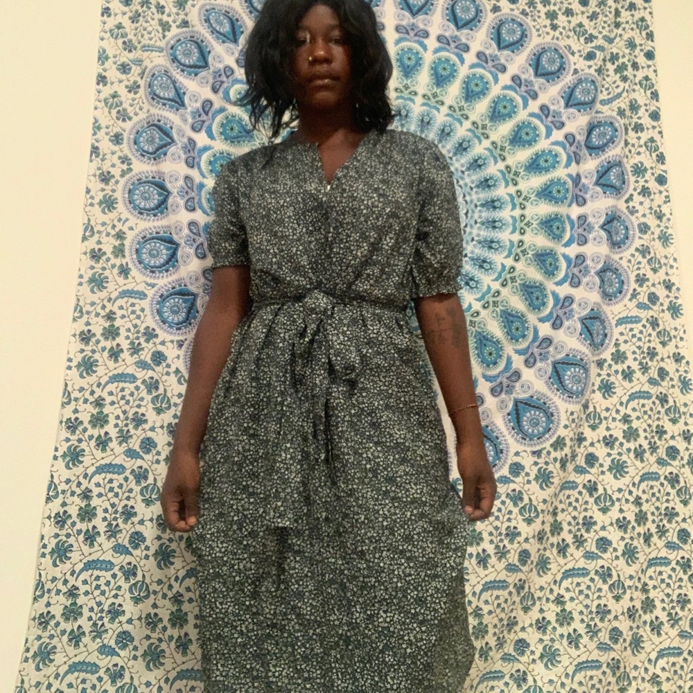 Lucky Brand dark green floral dress